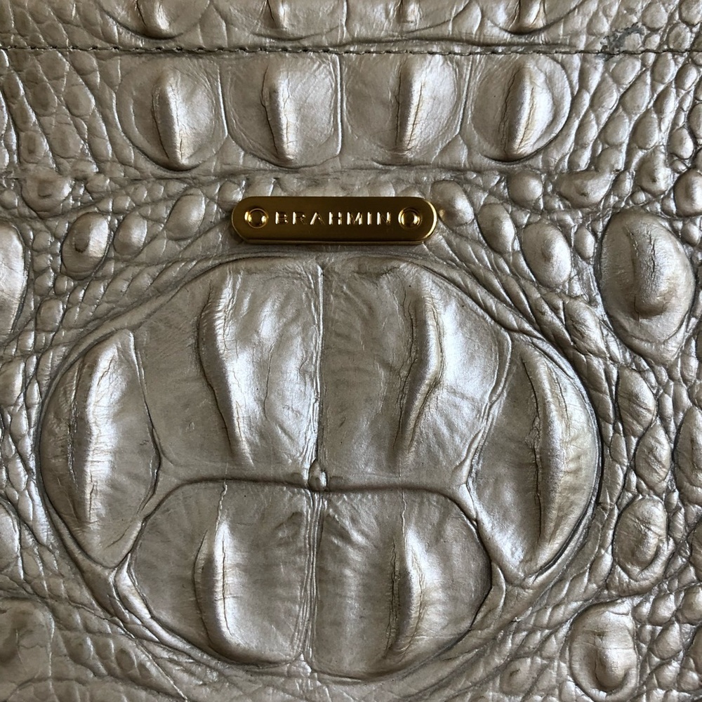 Brahmin Clutch or Cosmetic Bag Melbourne Croc Embossed Oyster NWT - Picture 2 of 8